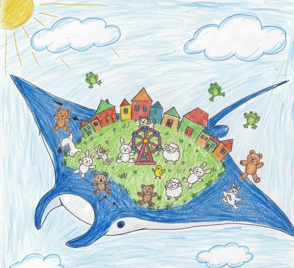 マンタさんの背中の上